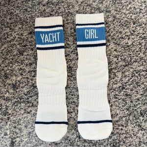 Ayda “Yacht Girl” White and Blue Socks